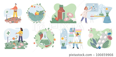 Naturophapy, traditional medicine, natural herbal medicines and tablets of medicinal plant extracts 100859908