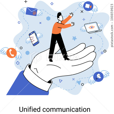 Unified communication, mutual assistance concept. Enterprise communications platform, interaction 100859923