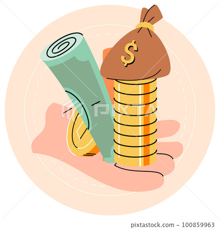 Big pile of cash money banknotes, american dollars and gold coins, cents. Currency, depository, bank Big pile of cash money banknotes, american dollars and gold coins, cents. Currency, depository, bank 100859963