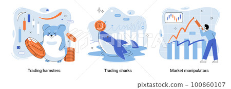 Whale emerges from water and holds gold coins on its nose. Inexperienced investor, bad investment Whale emerges from water and holds gold coins on its nose. Inexperienced investor, bad investment 100860107