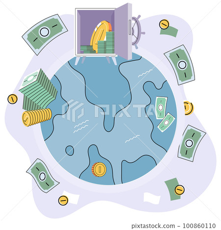 International investment company, money fly around world. Global economy financial system concept International investment company, money fly around world. Global economy financial system concept 100860110