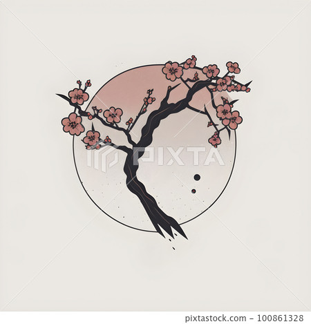 Pink flowers springtime blooming sakura tree badge Pink flowers springtime blooming sakura tree badge 100861328