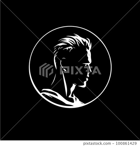 Handsome Male face icon. User avatar person. Man head profile, logo template for fashion and modern industry. Simple linear icon. Vector illustration. 100861429