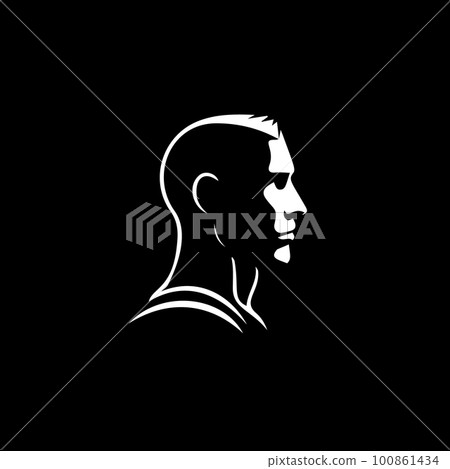 Male face icon. User avatar person. Man head profile, logo template for fashion and modern industry. Simple linear icon. Vector illustration. Male face icon. User avatar person. Man head profile, logo template for fashion and modern industry. Simple linear icon. Vector illustration. 100861434