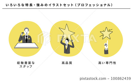 業務（專業）的各種特徵和優勢的插圖集，矢量 100862439
