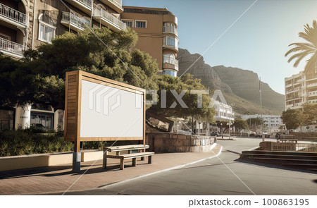 AI generated Blank billboard on the street, Local outdoor advertising mockup 100863195