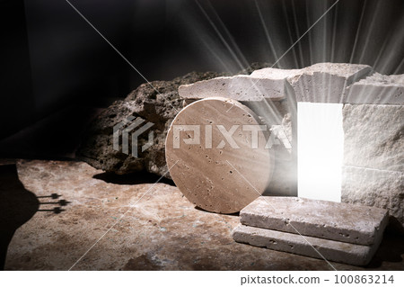 Light From Within The Tomb Of Jesus. Jesus Christ resurrection. Christian Easter concept. 100863214