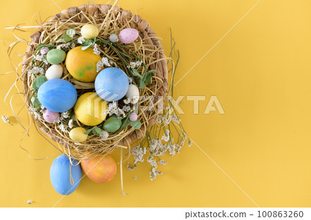 Easter eggs in nest Easter eggs in nest 100863260