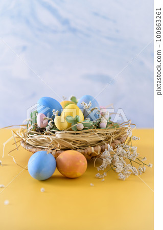 Easter eggs in nest Easter eggs in nest 100863261