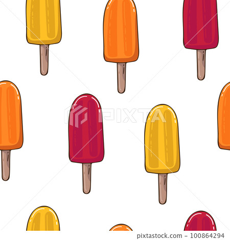 Space ice cream seamless pattern. Sweet vector illustration for print on packaging, fabric, textile, wallpaper 100864294