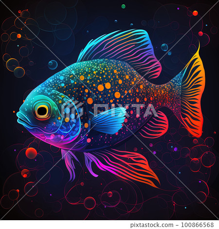 Colorful fish in neon colors. Pop style modern art Colorful fish in neon colors. Pop style modern art 100866568