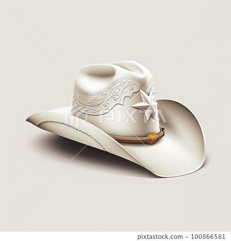 White western cowboy hat illustration on white background. Generative AI 100866581