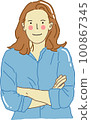 Woman crossed arms standing pose vector cartoon 100867345