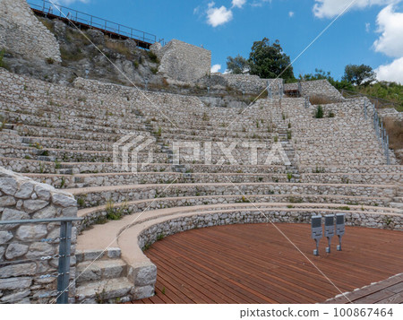 Archeological Theater Temple Complex of Pietravairano, Campania, Italy Archeological Theater Temple Complex of Pietravairano, Campania, Italy 100867464