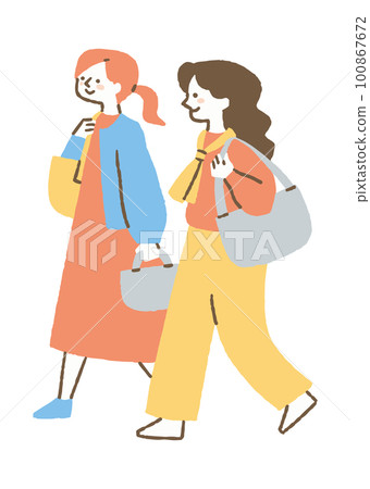 Women going on a trip _ color Women going on a trip _ color 100867672