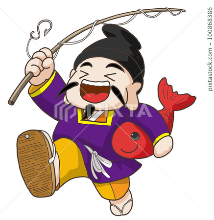 Cute hand-drawn illustration of Ebisu, the seven deities of good fortune 100868386