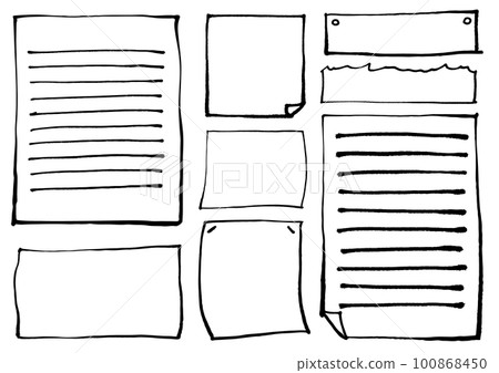 Simple hand drawn paper frame set drawn with black ink Simple hand drawn paper frame set drawn with black ink 100868450