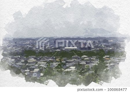 滋賀縣彥根市彥根市彥根城的水彩畫風 滋賀縣彥根市彥根市彥根城的水彩畫風 100868477