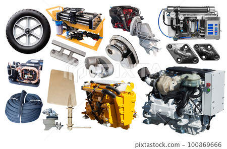 Set of yacht parts isolated on white Set of yacht parts isolated on white 100869666