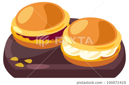 銅鑼燒_古龍水的插圖和可愛的簡單菜矢量圖 100872428