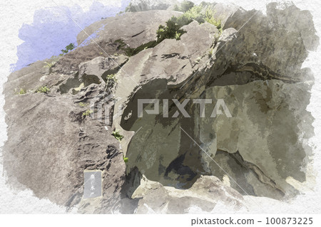 Watercolor-style Onigajo Oku no Kido, Kumano City, Mie Prefecture 100873225