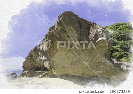 水彩風格的鬼城千疊敷 三重縣熊野市 水彩風格的鬼城千疊敷 三重縣熊野市 100873229