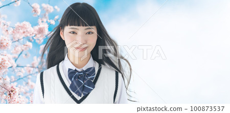 櫻花和女學生 考試生 女高中生 櫻花和女學生 考試生 女高中生 100873537