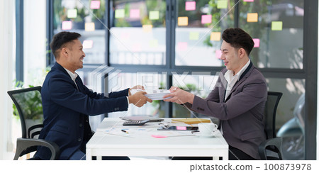 Group of Businessman or Accountant checking finance data document for investigation of corruption account. Anti Bribery concept 100873978