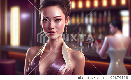 在歌舞俱樂部、休息室、俱樂部和女孩酒吧工作的理髮店工作人員（生成 AI） 100874168