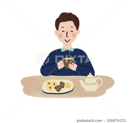 男人吃零食和放鬆 100874252