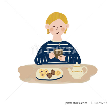 people eating snacks and relaxing 100874253