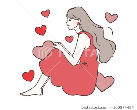 心,浪漫,愛情,LOVE,情人,女人插畫素材 心,浪漫,愛情,LOVE,情人,女人插畫素材 100874494