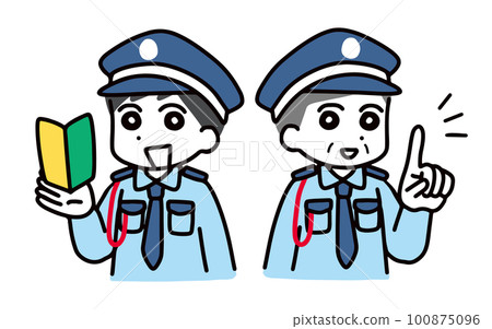A young man with a beginner's mark and a smiling senior security guard (upper body) A young man with a beginner's mark and a smiling senior security guard (upper body) 100875096