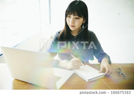 Woman working from home Woman working from home 100875383