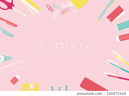 五顏六色的文具插圖框架 五顏六色的文具插圖框架 100875426