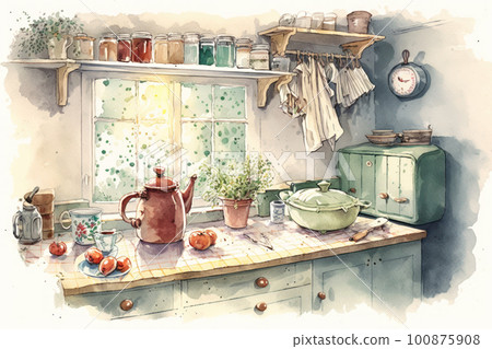 cozy cute kitchen 100875908