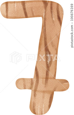 cute kid number 7, seven digit watercolour wood texture hand drawing cute kid number 7, seven digit watercolour wood texture hand drawing 100876169