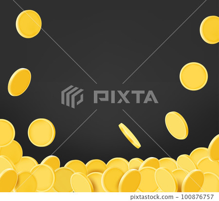 Rain of golden coins. 3d vector illustration Rain of golden coins. 3d vector illustration 100876757