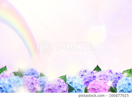 Beautiful light purple and light pink hydrangea-rainbow fashionable and fantastic blur background material 100877025