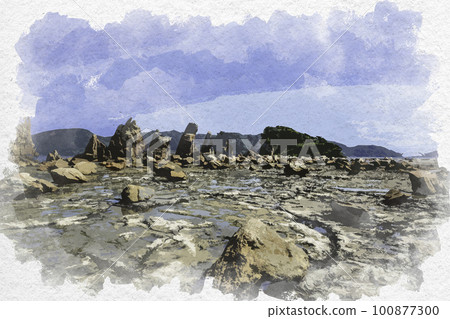 和歌山縣串本町水彩風格的串本橋歸岩 100877300