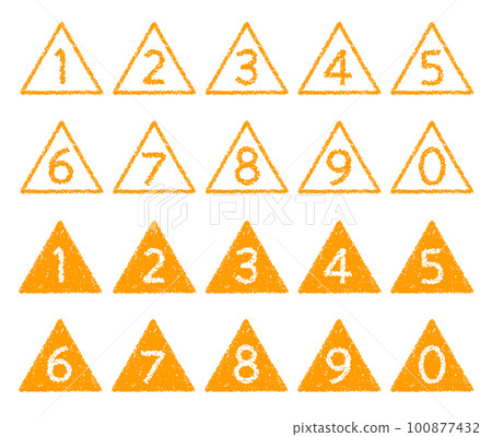 手繪蠟筆素材三角數字圖標集 100877432
