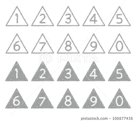 Hand-drawn crayon material Triangular number icon set 100877438