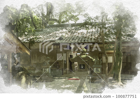 Watercolor style Kumano Hana no Iwaya Shrine Sangoden Kumano City, Mie Prefecture Watercolor style Kumano Hana no Iwaya Shrine Sangoden Kumano City, Mie Prefecture 100877751