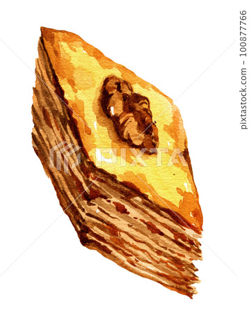 watercolor, confectionery, baklava 100877766