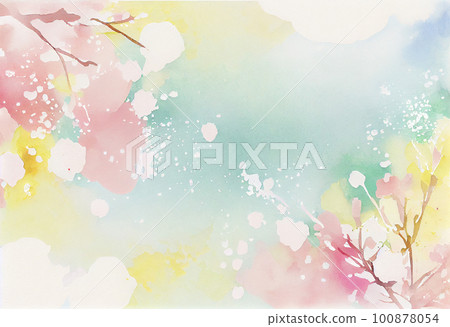 Spring pastel watercolor illustration 100878054