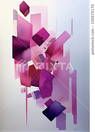 Abstract watercolor illustration made of pink straight lines 100878170