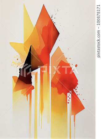 Abstract watercolor illustration made of straight lines in warm colors Abstract watercolor illustration made of straight lines in warm colors 100878171