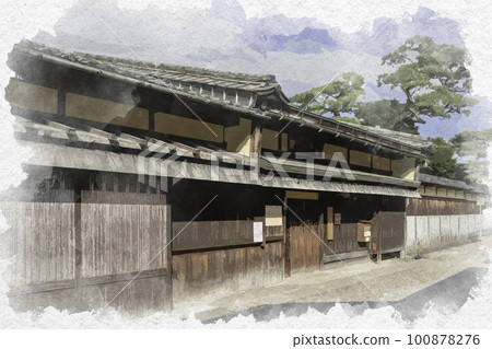 Watercolor-style Matsusaka Former Hasegawa Jirobe House Matsusaka City, Mie Prefecture 100878276