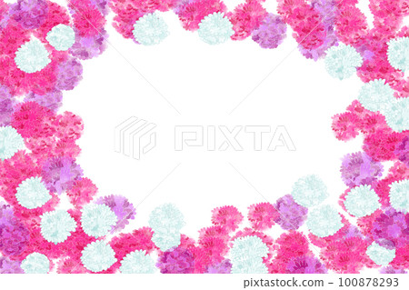 Round frame of pink almeria flowers 100878293
