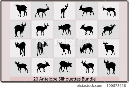 African antelope silhouette,Vector jump antelope silhouette,Black silhouette of an antelope,silhouettes of running impala antelopes, 100878638